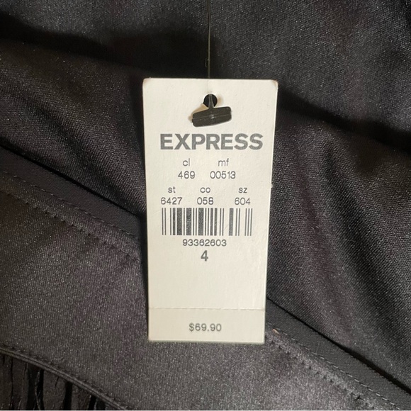 NWT Express fringe mini skirt black side zip lined size 4 small - Picture 2 of 5